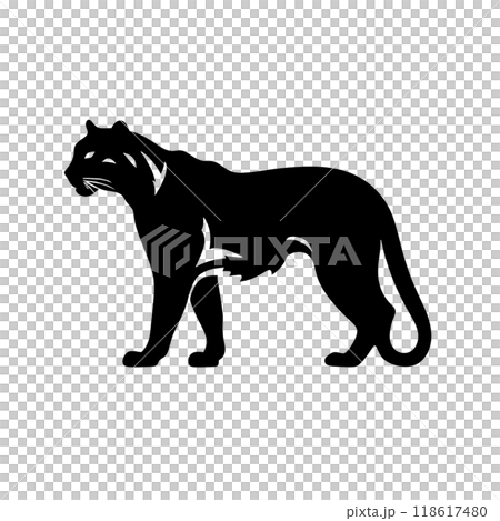 Black silhouette of a tiger, panther on white background. 118617480