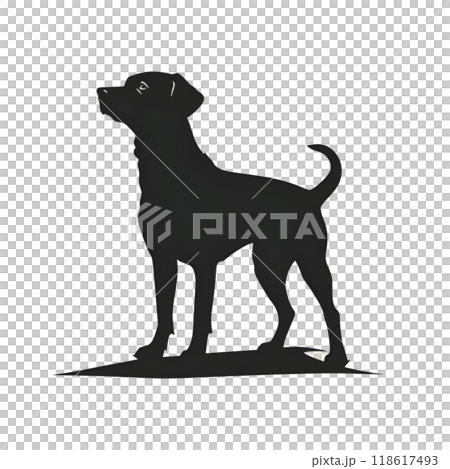 Black silhouette of a dog on white background. 118617493
