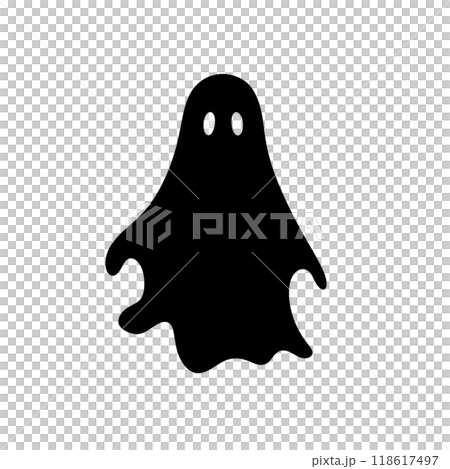 Black silhouette of a ghost on white background. Black silhouette of a ghost on white background. 118617497