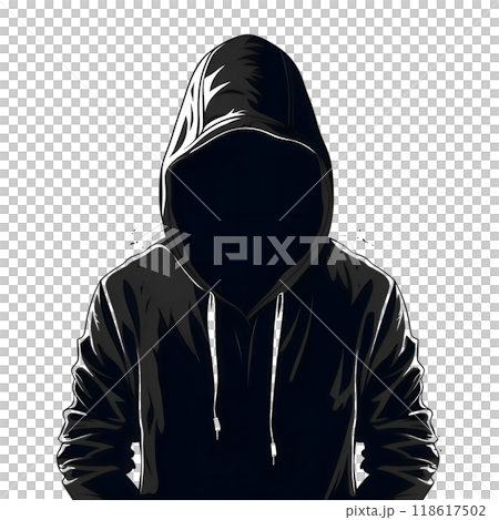 Black silhouette of a hoodies on white background. Black silhouette of a hoodies on white background. 118617502