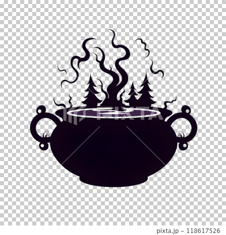 Black silhouette of a cauldron on white background. Black silhouette of a cauldron on white background. 118617526