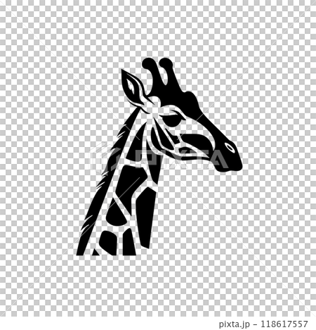 Black silhouette of a giraffe on white background. Black silhouette of a giraffe on white background. 118617557
