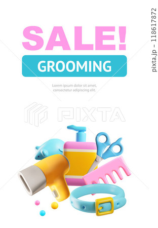 Pet grooming 3D icon vector illustration Pet grooming 3D icon vector illustration 118617872