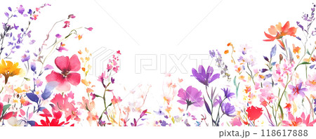 Floral Watercolor. Wild Floral Clipart. Wedding Clipart.  118617888