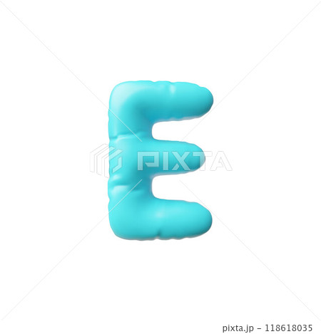 Vector 3D illustration showing an inflated letter of the English alphabet - E. Vector 3D illustration showing an inflated letter of the English alphabet - E. 118618035