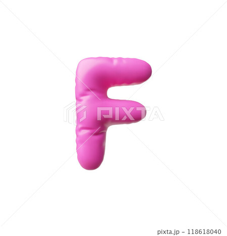 Vector illustration with a 3d consonant letter "F" in the form of a pink balloon Vector illustration with a 3d consonant letter "F" in the form of a pink balloon 118618040