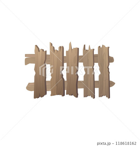 Vector illustration of an old brown fence with broken boards. Vector illustration of an old brown fence with broken boards. 118618162
