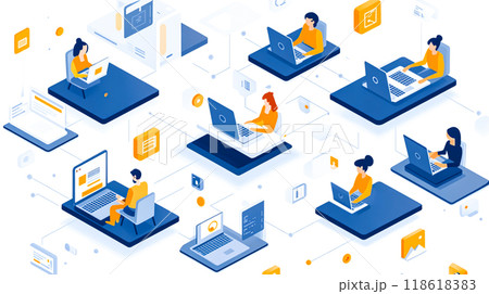 Modern Online Learning Environment Illustrationのイラスト素材 [118618383] - PIXTA