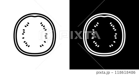 スイカの断面のシンプルなラインアイコン 118618486