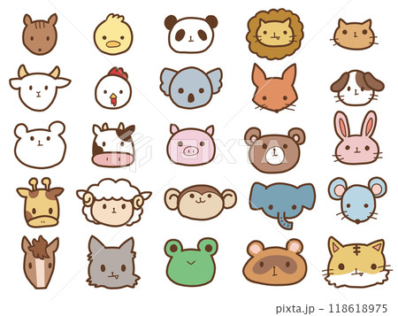手描きの動物の顔セット 118618975