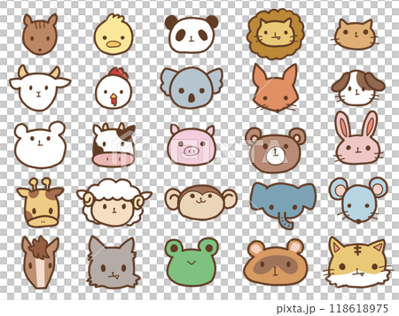 手描きの動物の顔セット 118618975