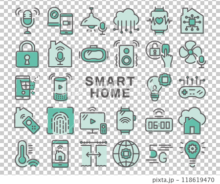 Smart home colorful icon set 118619470