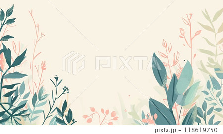 Botanical pattern on soft pastel background with space for text 118619750