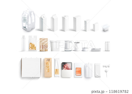 Blank white product packaging mockup set, isolated 118619782