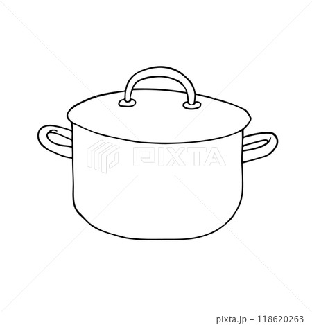 Vector hand drawn outline cooking pot 118620263