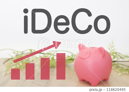 iDeCoに関するイメージ　貯金箱と積立グラフ 118620495