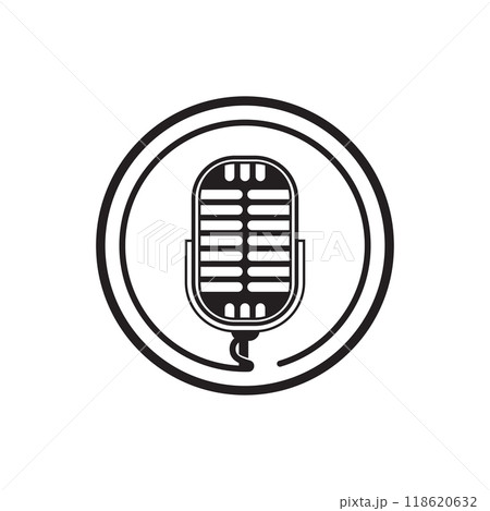 Vintage microphone. Music, voice, record icon. Recording studio symbol 118620632