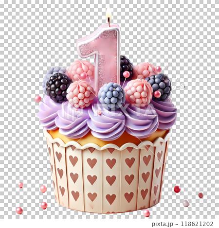 3D birthday cupcake  118621202
