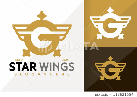 Letter G Wing Star logo Icon Vector Design. Creative simple logos designs illustration 118621584