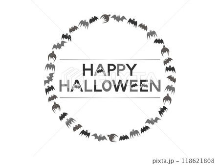 ハロウィンのコウモリ模様円形フレームイラスト 118621808