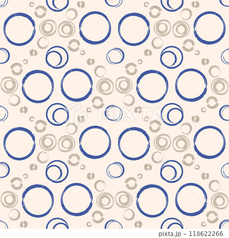 Geometric abstract seamless pattern. Brush lines circles in rhombus shapes continuous surface. Vector illustration for design for fabric, wallpaper or wrapping paper. 118622266