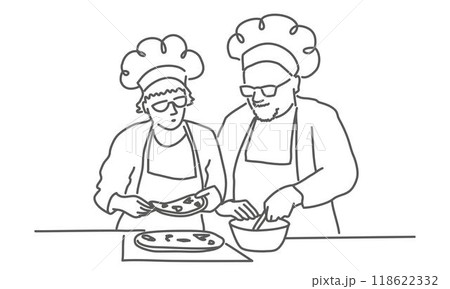 Two chefs are making pizza 118622332