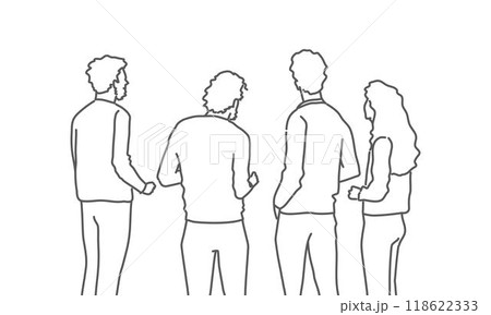 Four people standing in a line 118622333