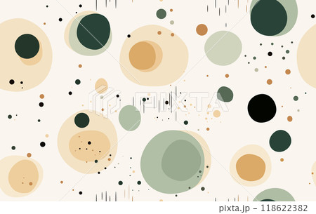 Abstract Vector art with various circles and dots in a modern earthy color palette. 118622382