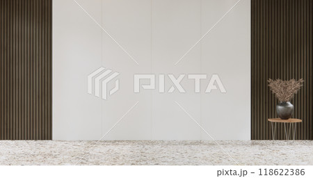 White living room zen style empty wall background.3D rendering 118622386