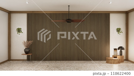 White living room zen style empty wall background.3D rendering 118622400