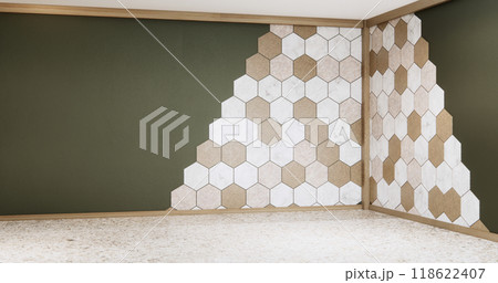 Dark concept mockup living room zen style empty wall background.3D rendering 118622407