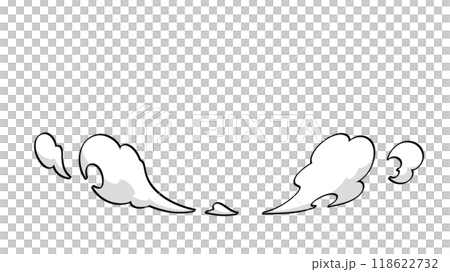 着地の煙のエフェクトのイラスト素材_縁取り_16:9 118622732