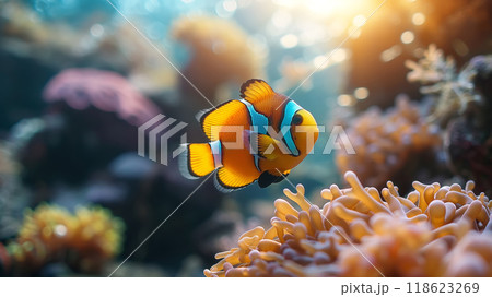 Ocean coral reef underwater. Sea world under water background Ocean coral reef underwater. Sea world under water background 118623269