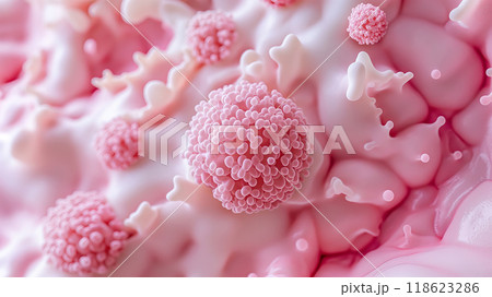 Abstract human mucosa with harmful and beneficial bacteria and microorganisms 118623286