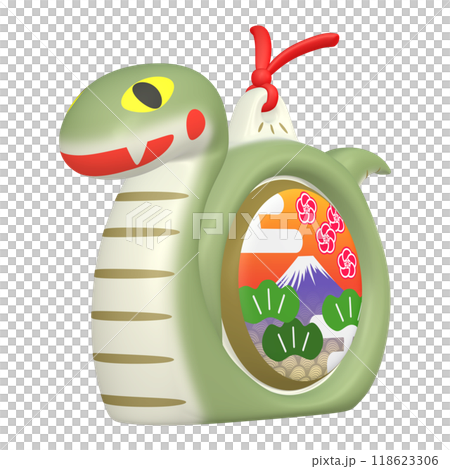 New Year's card illustration material: Zodiac Year of the Snake Snake figurine (1_1) Green 118623306