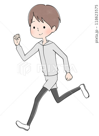 ランニングをする男性のイラスト ランニングをする男性のイラスト 118623575