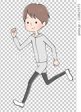 ランニングをする男性のイラスト ランニングをする男性のイラスト 118623575