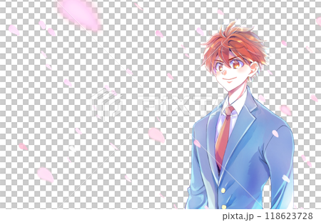 Male student motivation cherry blossom storm 118623728