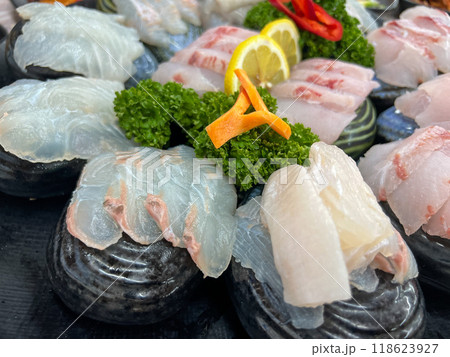 Korea style Seafood sashimi plate 118623927