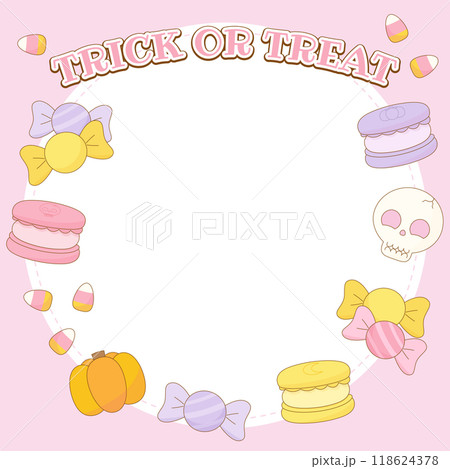pink trick or treat candy frame 1 118624378