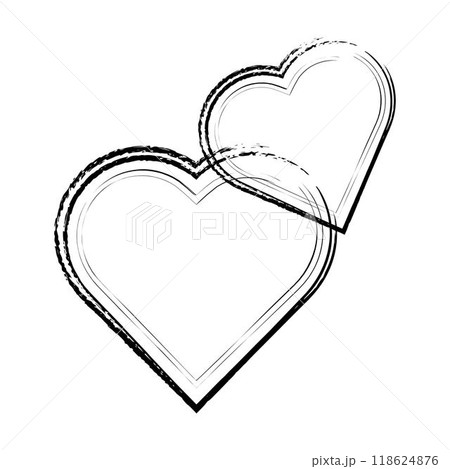Heart symbol, hand drawn grunge texture love icon for romantic trendy doodle art for decoration element in a glyph pictogram illustration 118624876