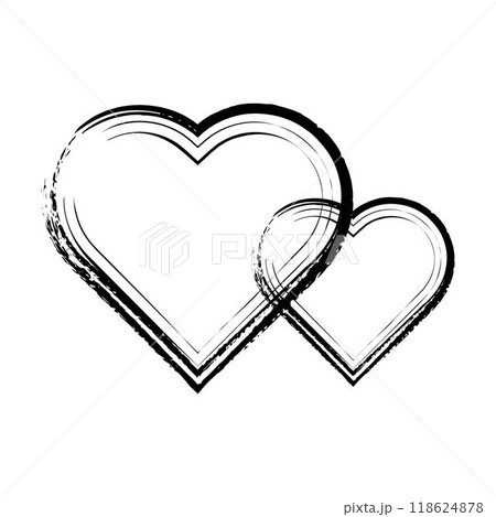 Heart symbol, hand drawn grunge texture love icon for romantic trendy doodle art for decoration element in a glyph pictogram illustration 118624878
