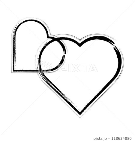 Heart symbol, hand drawn grunge texture love icon for romantic trendy doodle art for decoration element in a glyph pictogram illustration 118624880