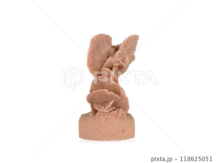 Sand sculpture in abstract form on white background. Sand sculpture in abstract form on white background. 118625051