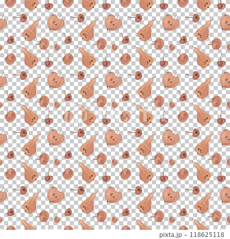 Halves of pears, apples, cherries. Watercolor fruits. Sweet healthy dessert. Autumn illustration. Seamless pattern for your design Halves of pears, apples, cherries. Watercolor fruits. Sweet healthy dessert. Autumn illustration. Seamless pattern for your design 118625118