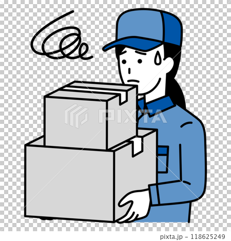 一名送貨員搬運大量行李時遇到了困難。 118625249