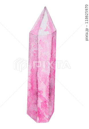 Crystal, stone. Polygonal, faceted mineral. Transparent and shiny pink rock fragment. Rhinestone, rose quartz, amethyst. Watercolor hand drawn cut out isolated clipart. Symbol of wealth and witchcraft Crystal, stone. Polygonal, faceted mineral. Transparent and shiny pink rock fragment. Rhinestone, rose quartz, amethyst. Watercolor hand drawn cut out isolated clipart. Symbol of wealth and witchcraft 118625970