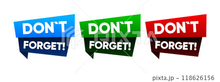 Dont forget the label. Emblems of different colors. Vector illustration. 118626156
