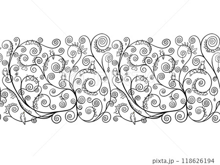 Tree branches with birds, inspired by Gustav Klimt's tree of life 118626194