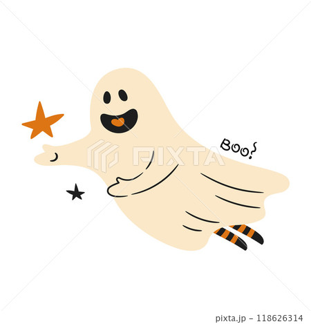 funny ghost for Halloween celebration, flat style illustration 118626314